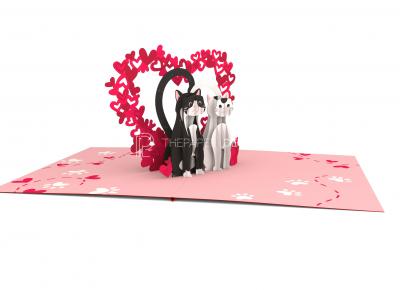 Thiệp 3D Tình Yêu Mèo Đôi - 3D Cards Love Cat Couple