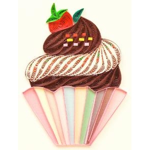 Thiệp Quilling Bánh Kem Dâu