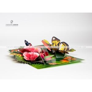 Thiệp 3D - Vườn Hoa và Bướm