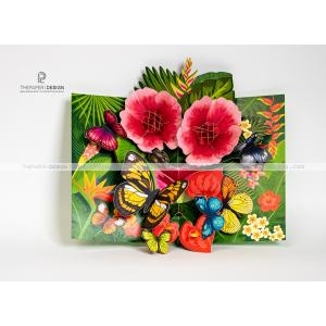 Thiệp 3D - Vườn Hoa và Bướm