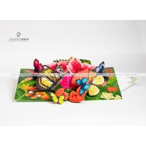 Thiệp 3D - Vườn Hoa và Bướm