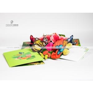 Thiệp 3D - Vườn Hoa và Bướm