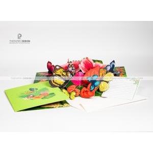 Thiệp 3D - Vườn Hoa và Bướm