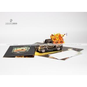 Thiệp 3D - Xe tải bí ngô