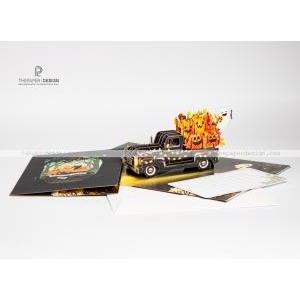 Thiệp 3D - Xe tải bí ngô