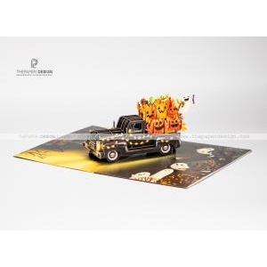 Thiệp 3D - Xe tải bí ngô