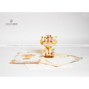 Thiệp 3D - Cúp hoa tặng mẹ