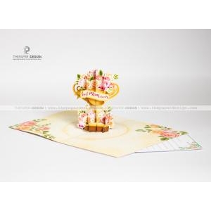 Thiệp 3D - Cúp hoa tặng mẹ