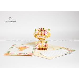Thiệp 3D - Cúp hoa tặng mẹ