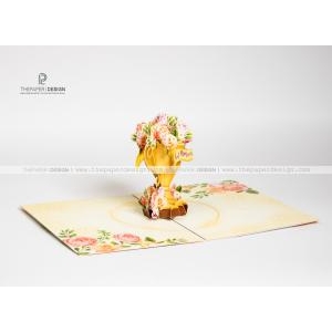 Thiệp 3D - Cúp hoa tặng mẹ