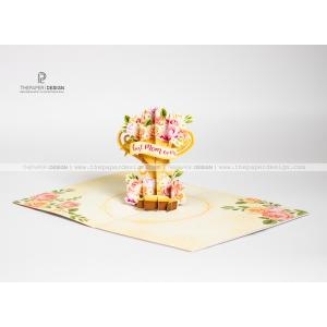 Thiệp 3D - Cúp hoa tặng mẹ