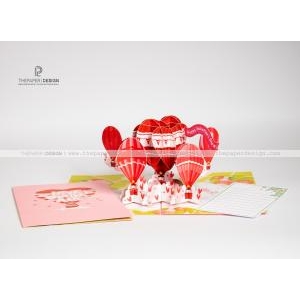Thiệp 3D - Khinh Khí Cầu Tình Yêu
