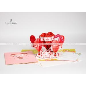 Thiệp 3D - Khinh Khí Cầu Tình Yêu