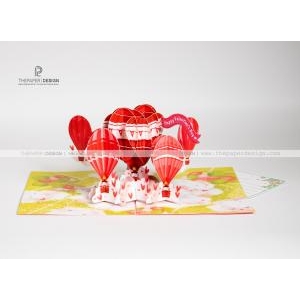 Thiệp 3D - Khinh Khí Cầu Tình Yêu