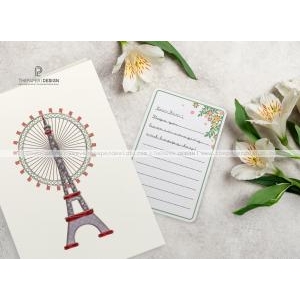 Thiệp Giấy Xoắn - Tháp Eiffel